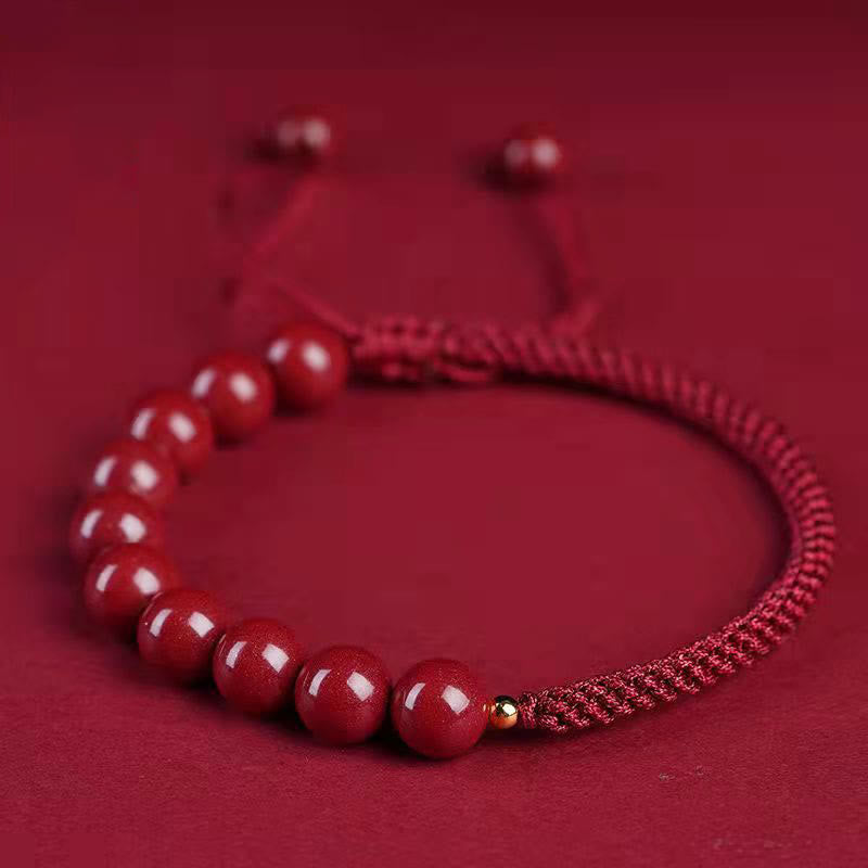 Pulsera de hilo de bendición con nudo King Kong de cinabrio natural con Buddha Stones