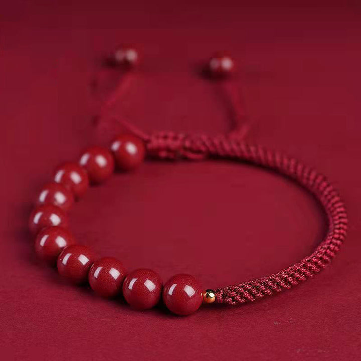 Pulsera de hilo de bendición con nudo King Kong de cinabrio natural con Buddha Stones