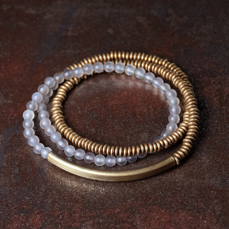 Pulsera tibetana de triple envoltura con protección de cobre y piedra de ágata
