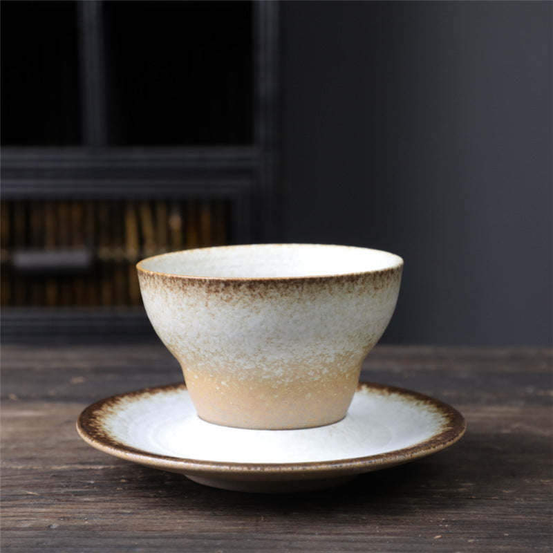 Taza de café de cerámica con diseño de planeta de Buddha Stones, taza de café y té de cerámica rugosa con platillo