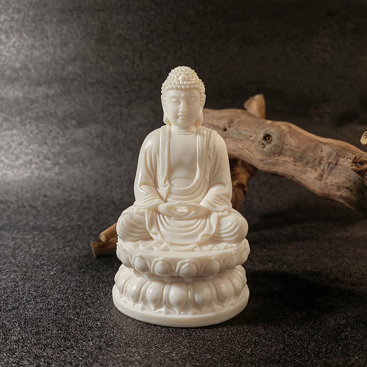 Buddha Stones Mini fruta de marfil Tathagata Buda Lotus Kwan Yin Avalokitesvara Manjusri Samantabhadra Serenity decoración de escritorio