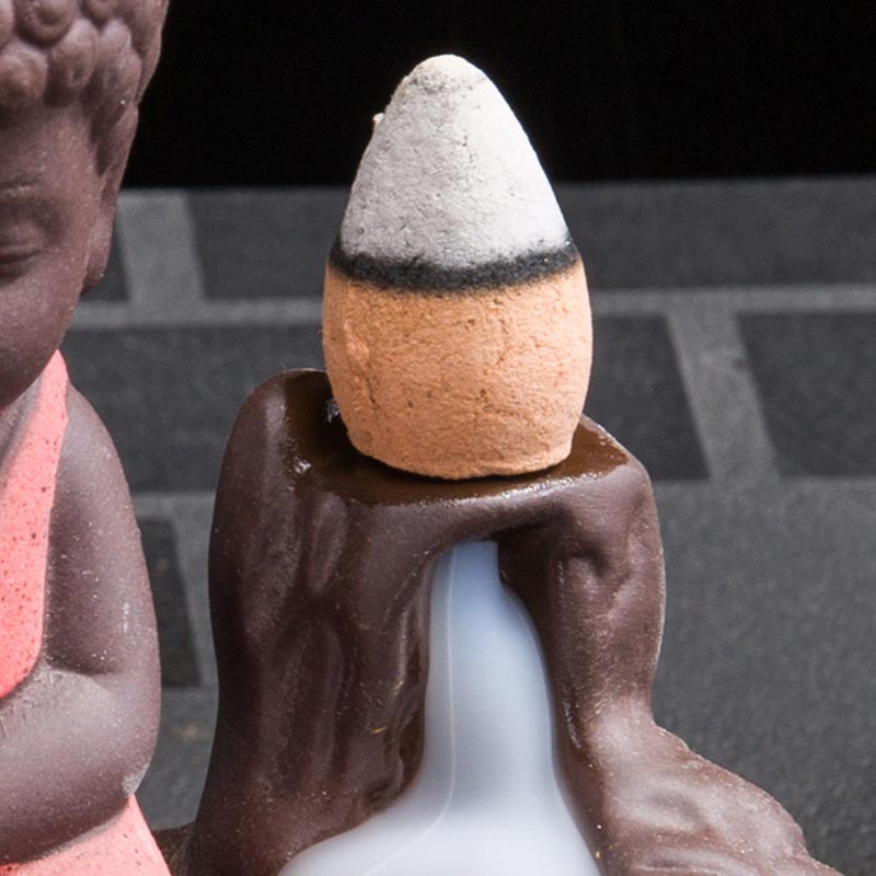 Quemador de incienso de bendición de cerámica, fuente de humo de reflujo de Buddha Stones , decoración