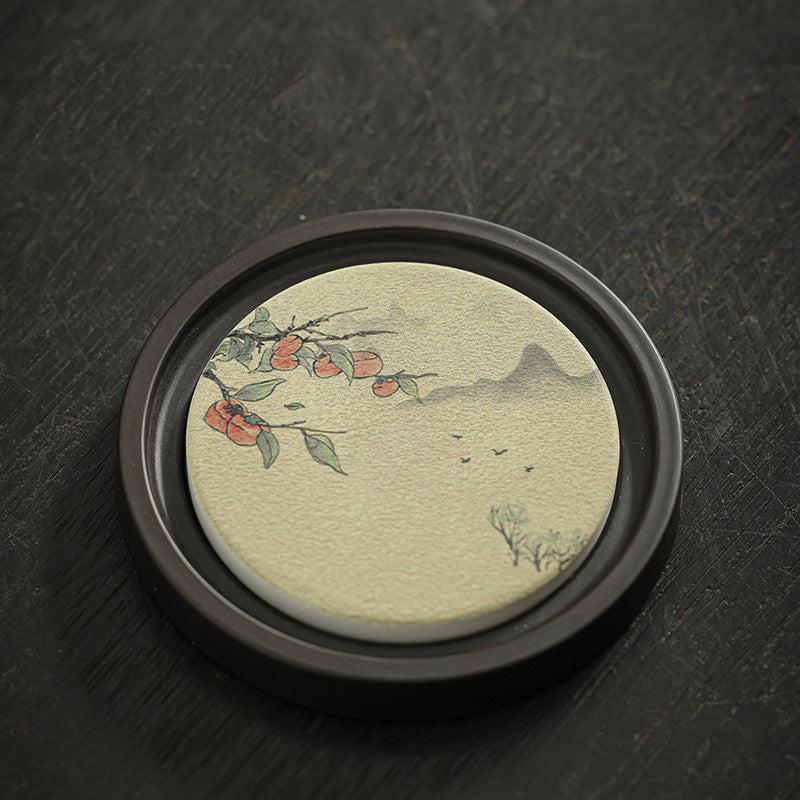 Buddha Stones, flor de ciruelo, corazón de melocotón, Sutra, níspero, Magnolia, caqui, tapete para Taza de cerámica, posavasos, tapete para té Kung Fu