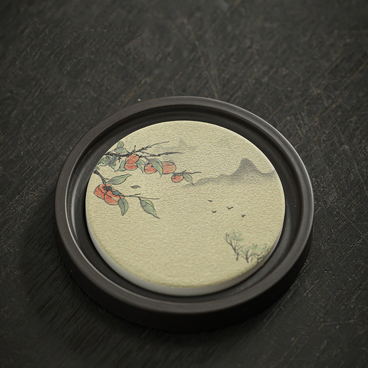 Buddha Stones, flor de ciruelo, corazón de melocotón, Sutra, níspero, Magnolia, caqui, tapete para Taza de cerámica, posavasos, tapete para té Kung Fu