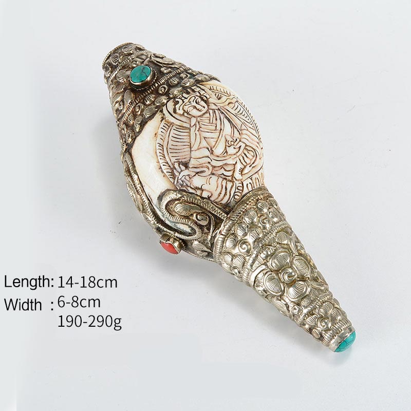 Decoración positiva de la riqueza de la concha de Buda Shankha grabada hecha a mano tibetana