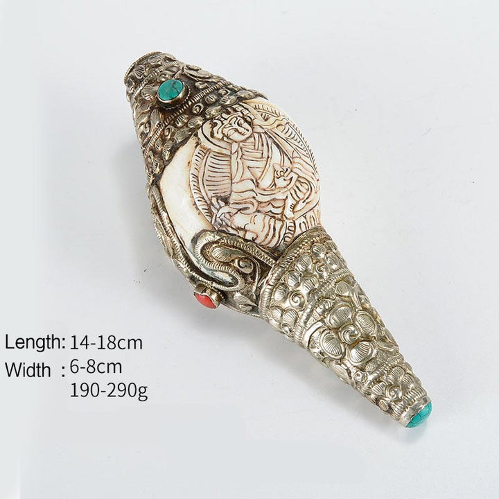 Decoración positiva de la riqueza de la concha de Buda Shankha grabada hecha a mano tibetana
