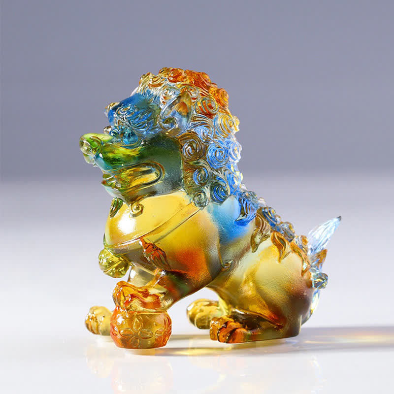 Pieza de arte de León de cristal Liuli hecha a mano, decoración para el hogar y la Oficina
