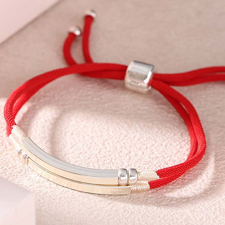 Pulsera trenzada en capas de hilo rojo de plata de ley 925 con Buddha Stones