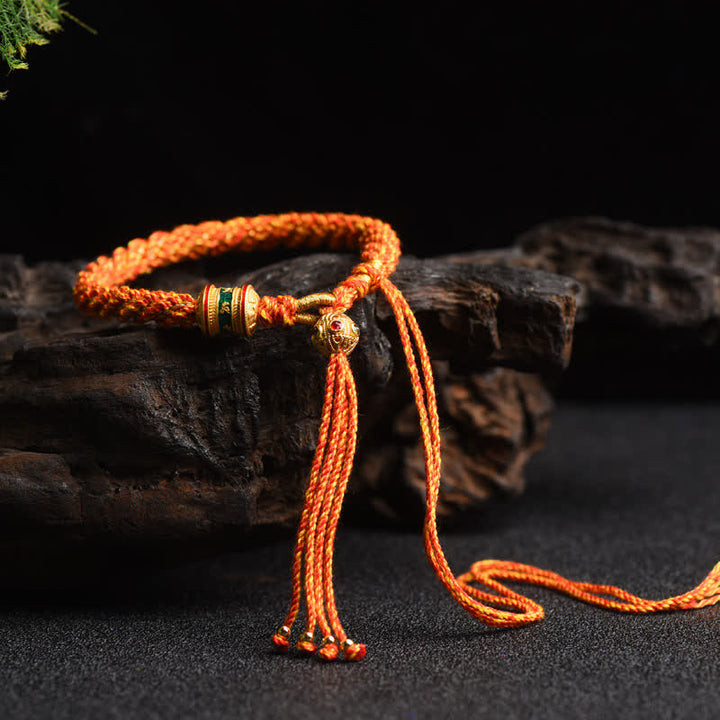 Pulsera de cadena colorida con cuentas de rueda de oración de la suerte hecha a mano tibetana con Buddha Stones