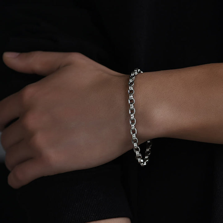 Pulsera de metal creativa con diseño tallado de Om Mani Padme Hum de plata de ley 925 con Buddha Stones