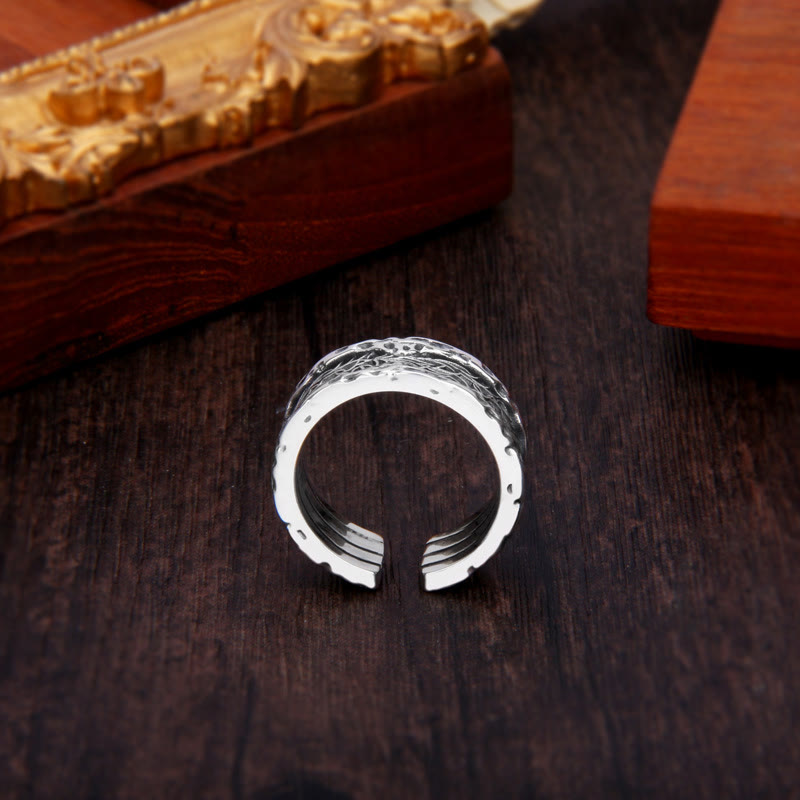 Anillo ajustable de plata de ley 925 con diseño de flor retro de la dinastía Tang