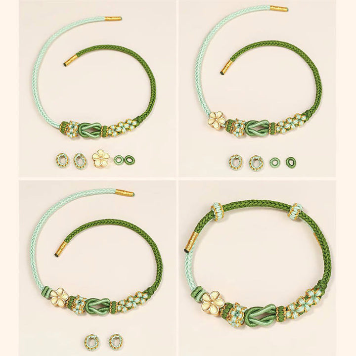 Pulsera de protección de la suerte con nudo de paz de ocho hilos con nudo de flor de melocotón hecho a mano con Buddha Stones