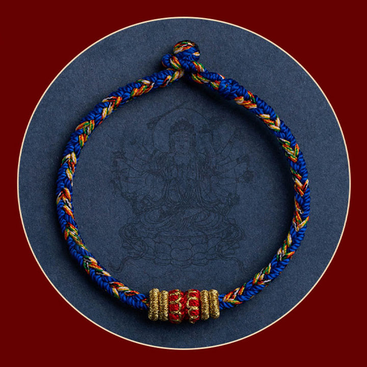 Pulsera de cuerda trenzada de fuerza de la suerte del Buda Natal del zodíaco chino hecha a mano del Tíbet con Buddha Stones
