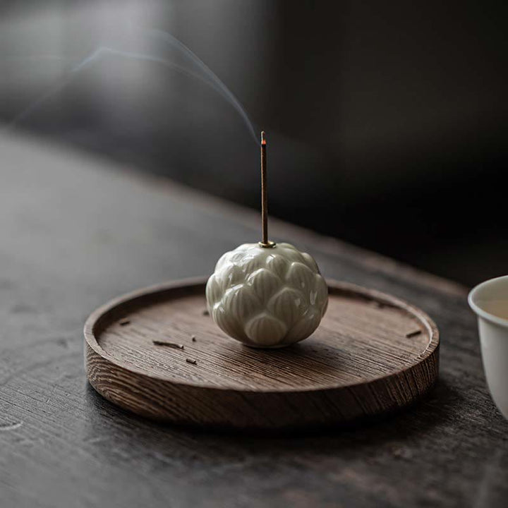 Buddha Stones Mini flor de loto meditación palo de cerámica pequeño quemador de incienso Decoración