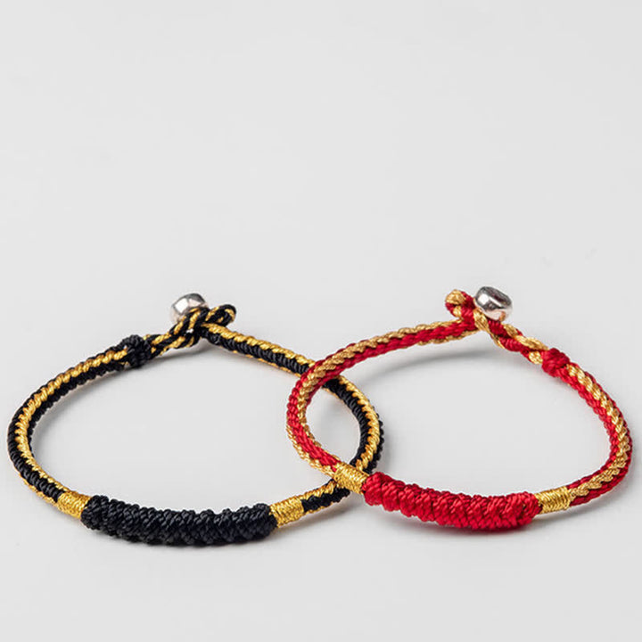 Pulsera de protección de cadena de suerte trenzada hecha a mano tibetana con Buddha Stones