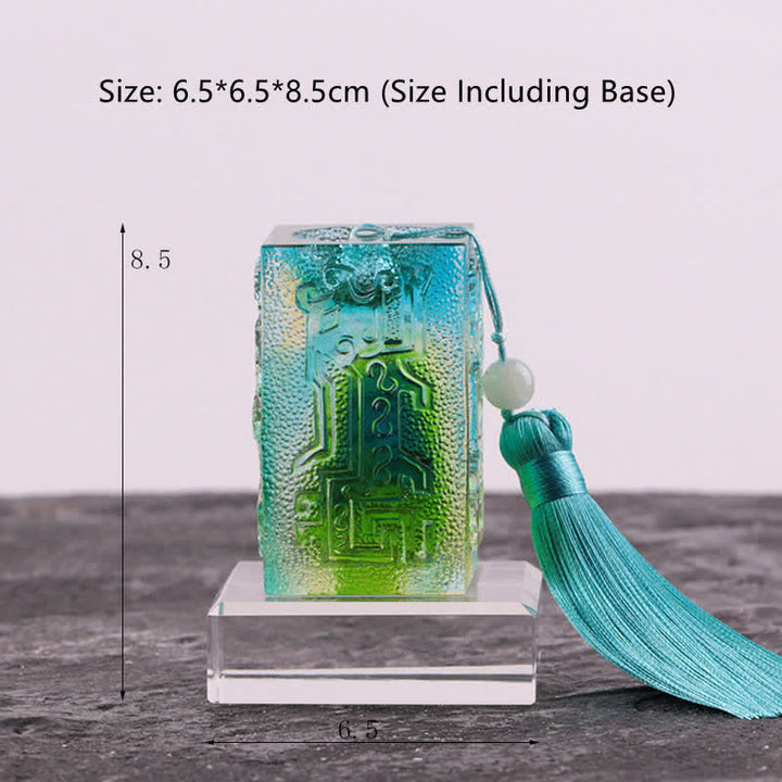 Pieza de arte de cristal Liuli hecha a mano Feng Shui, decoración para el hogar y la Oficina - Grande - Base de cristal - image 13