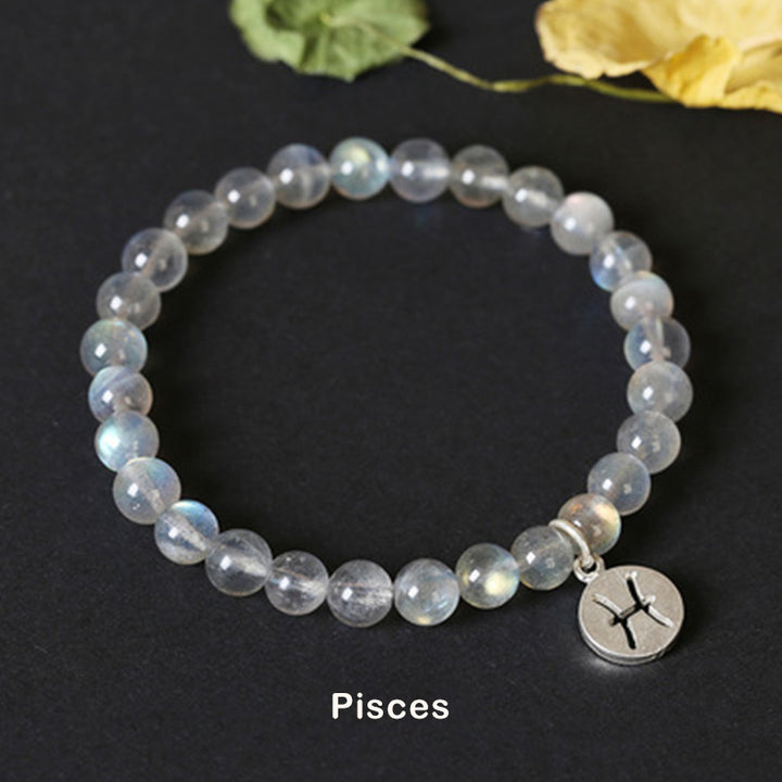 Pulsera con Encanto 12 Constelaciones del Zodíaco Piedra Lunar