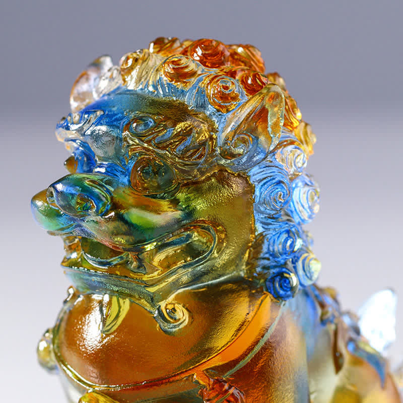 Pieza de arte de León de cristal Liuli hecha a mano, decoración para el hogar y la Oficina