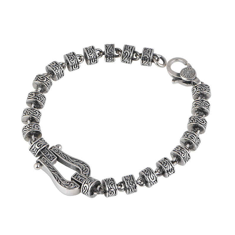 Pulsera con hebilla de la suerte de cobre con diseño de flores de la dinastía Tang de Buddha Stones