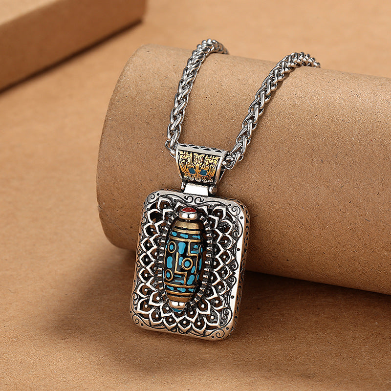 Colgante de collar giratorio curativo de cobre con diseño de cuentas Dzi de nueve ojos de Buddha Stones