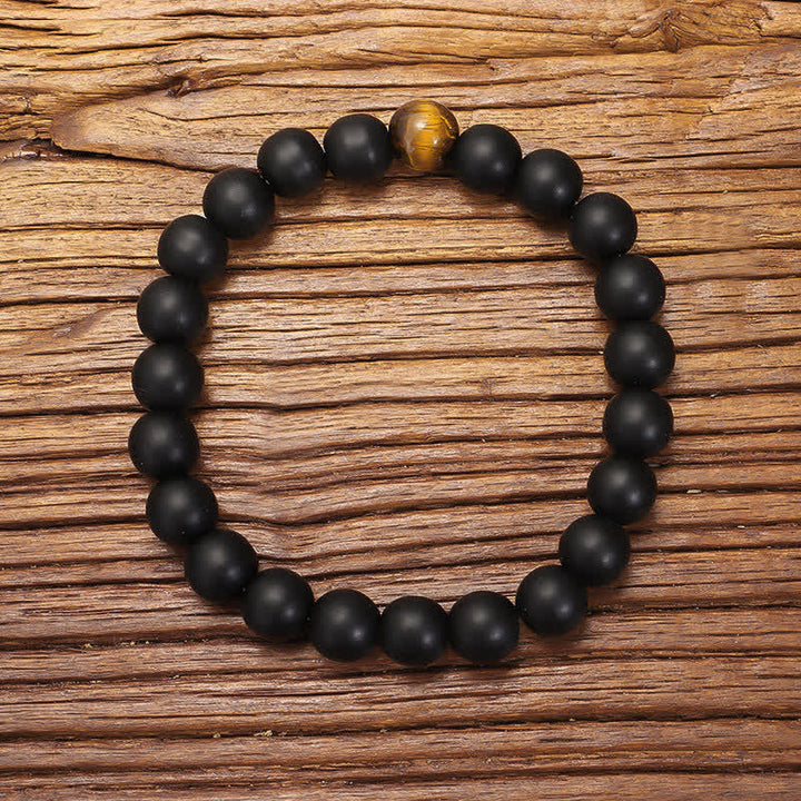 108 cuentas Mala piedra esmerilada ojo de tigre equilibrio pulsera collar colgante