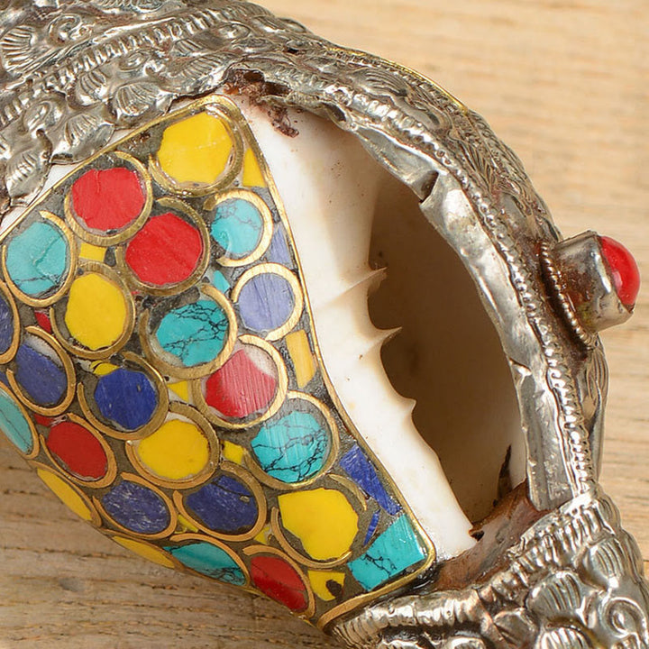 Concha tibetana hecha a mano Natural Shankha colorida concha marina riqueza decoración del hogar