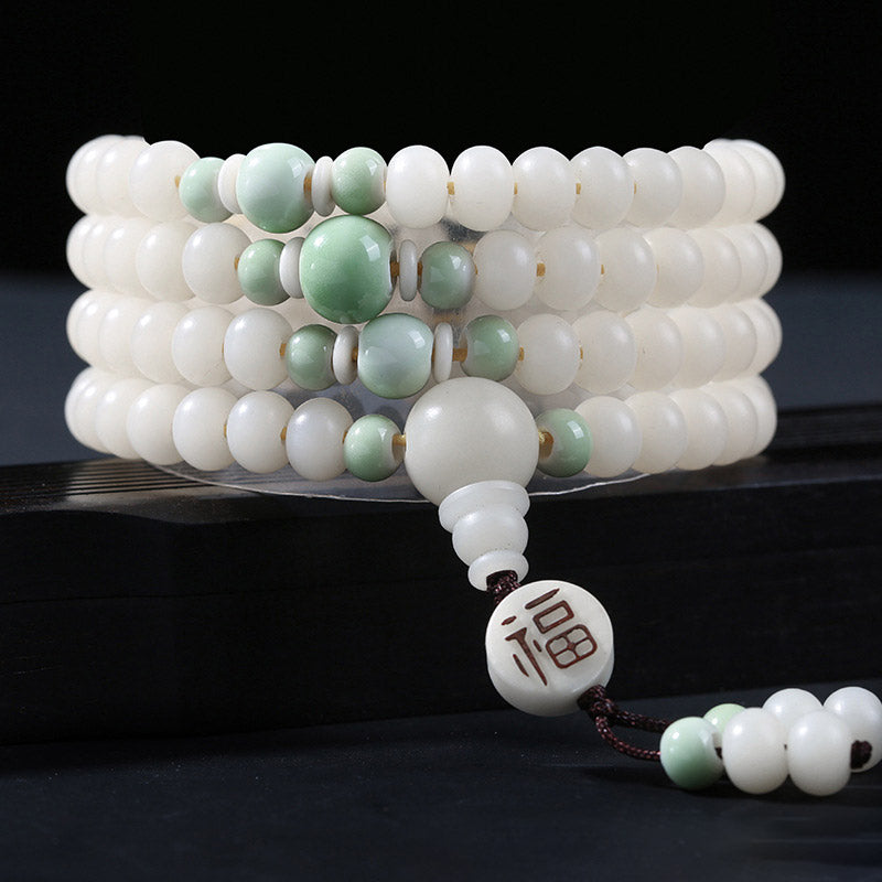 Pulsera con dijes de bendición de loto con cuentas de semillas Bodhi de Buddha Stones