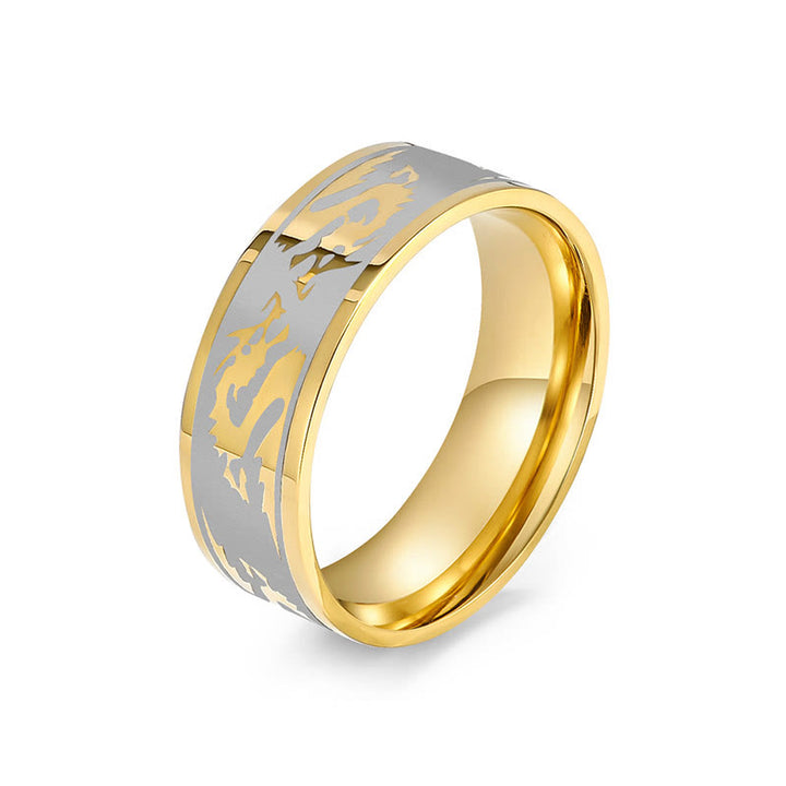Anillo de acero de titanio con resistencia de protección tallada con dragón de Buddha Stones