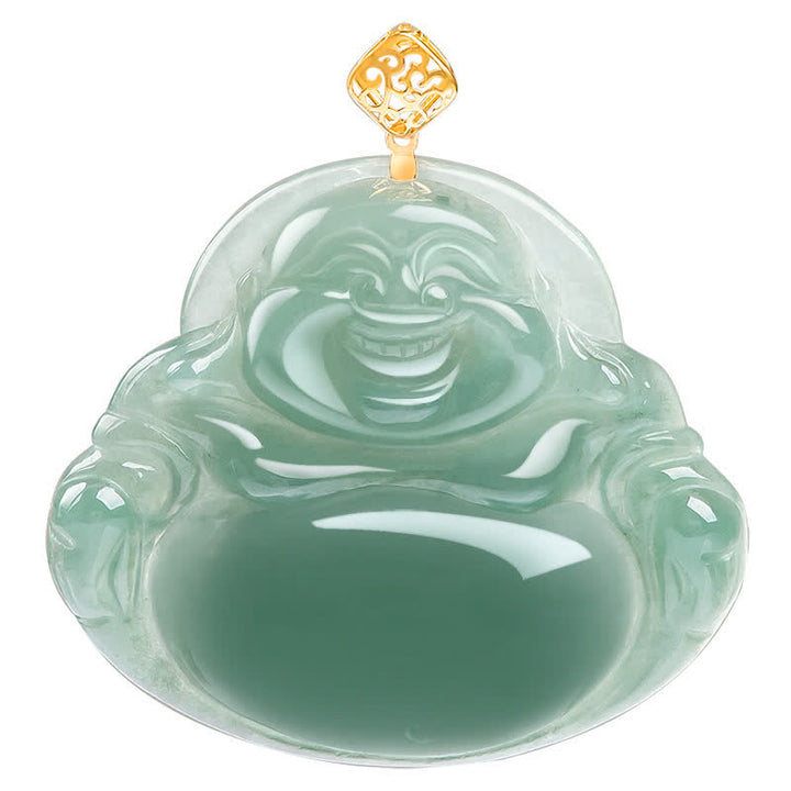 Colgante de collar de abundancia de prosperidad de jade natural de Buda sonriente - image 9