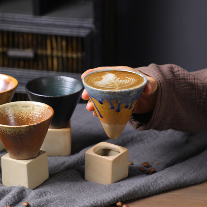 Taza de café de cerámica con degradado Vintage de Buddha Stones, taza de café expreso con leche y té con Base de 200ml