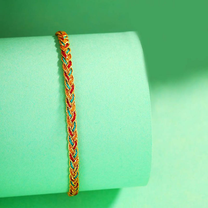 Pulsera de hilo trenzado con diseño de escamas de dragón multicolor hecha a mano con Buddha Stones