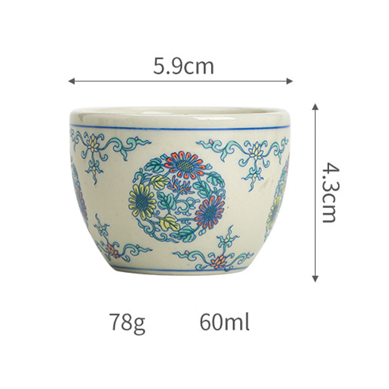 Taza de té de Buddha Stones, pez Koi, Arowana, peonía, girasol, taza de té de Kung Fu, 60ml