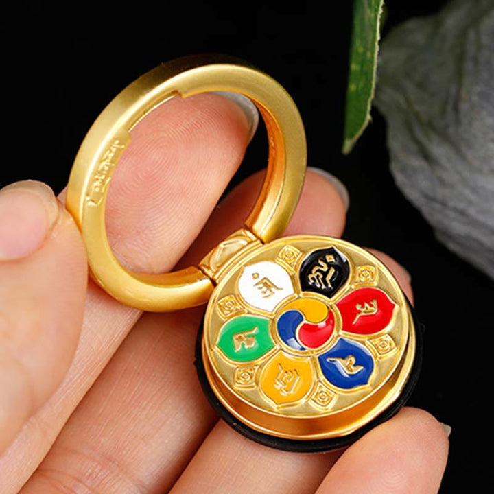 Soporte de anillo para teléfono tibetano Om Mani Padme Hum Peace, decoraciones universales para teléfono