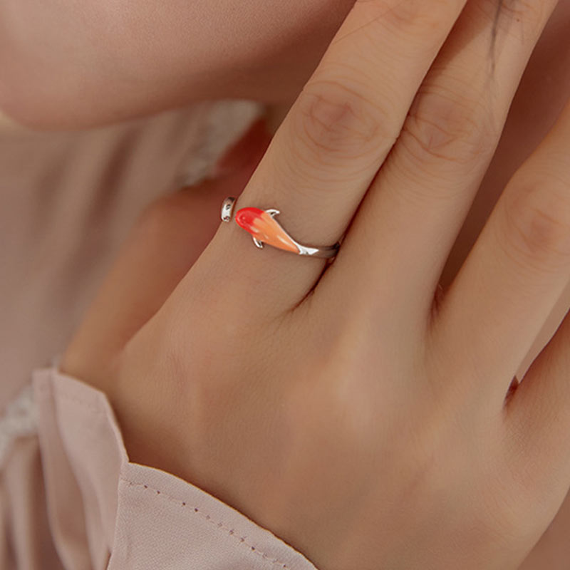 Anillo ajustable de la suerte del equilibrio de cobre del pez Koi de las Buddha Stones