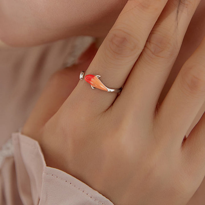 Anillo ajustable de la suerte del equilibrio de cobre del pez Koi de las Buddha Stones