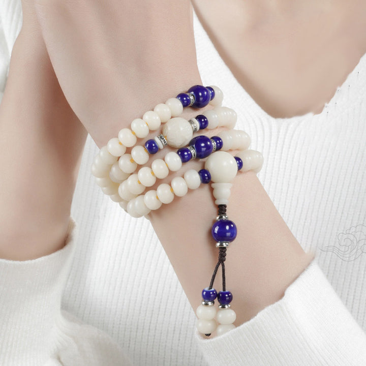 Pulsera con dijes de bendición de loto con cuentas de semillas Bodhi de Buddha Stones