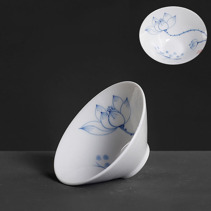 Buddha Stones Vintage ciruela orquídea bambú crisantemo loto pez Koi taza de té de cerámica tazas de té Kung Fu