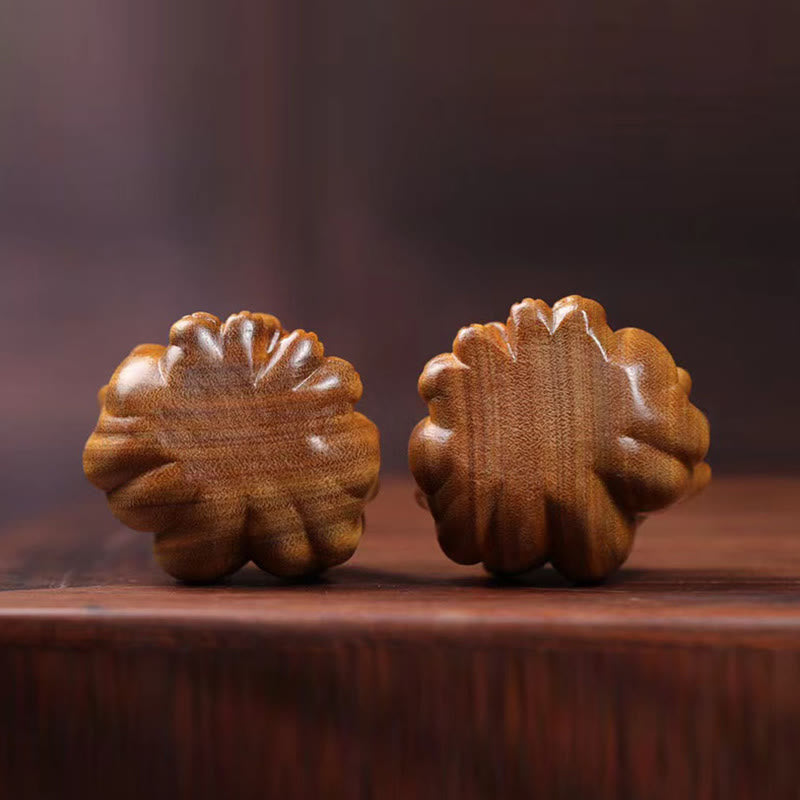 Miniatura de zorro de nueve colas, Buddha Stones, marfil, fruta, sándalo, sándalo verde, decoración bendita