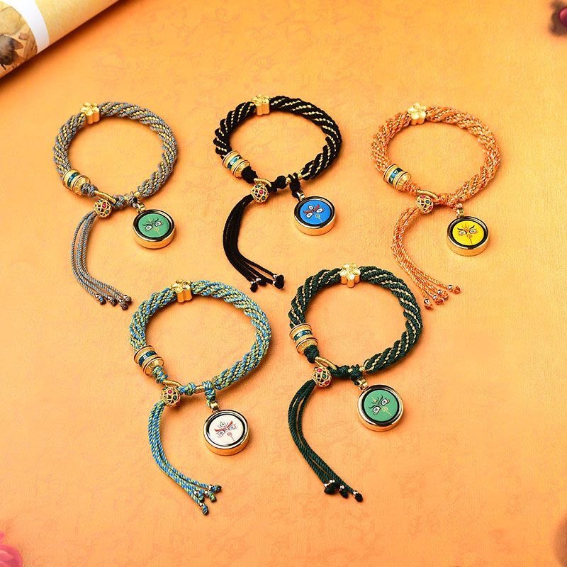 Buddha Stones Tíbet hechas a mano cinco dioses de la riqueza suerte amuleto Thangka rueda de oración flor encanto tejido pulsera de cuerda