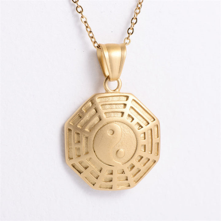 Bagua Yin Yang Collar de equilibrio de acero de titanio Colgante de cadena - image 3
