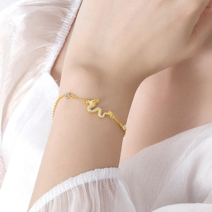 Pulsera de cadena de cuerda roja de la suerte del dragón dorado del Año del Dragón de Plata de Ley 925 con Buddha Stones - image 14