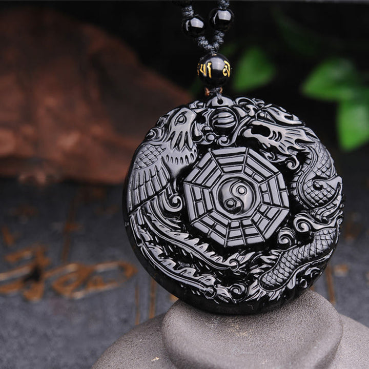 Collar con colgante de obsidiana con diseño de dragón Bagua y Buddha Stones - image 9