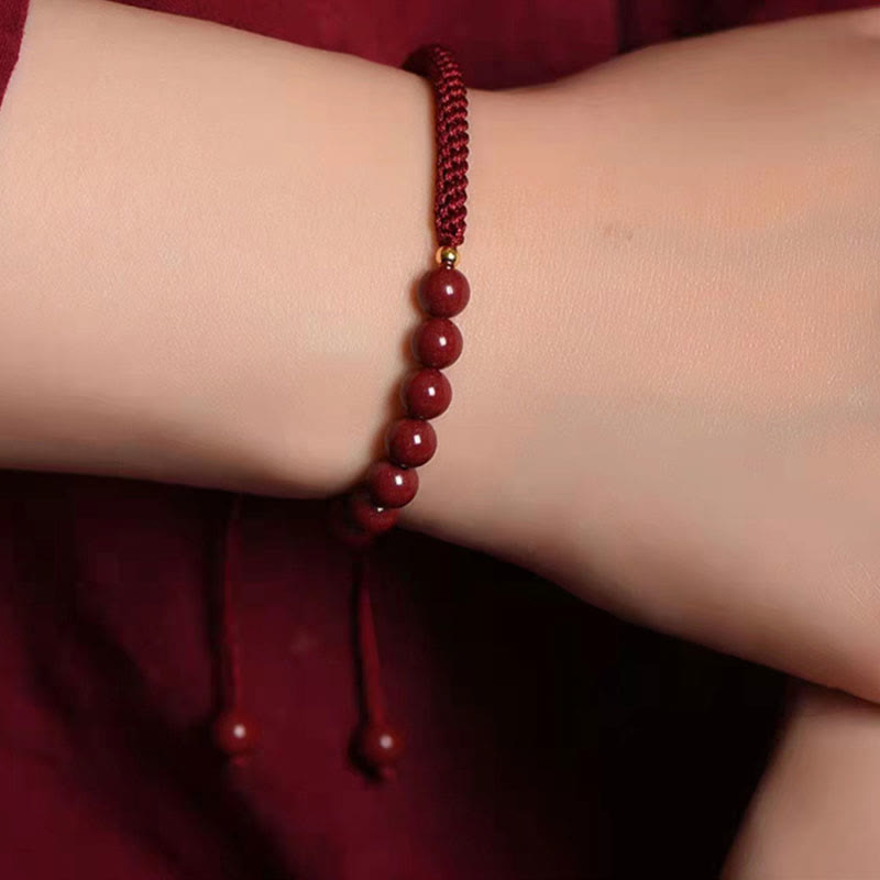 Pulsera de hilo de bendición con nudo King Kong de cinabrio natural con Buddha Stones