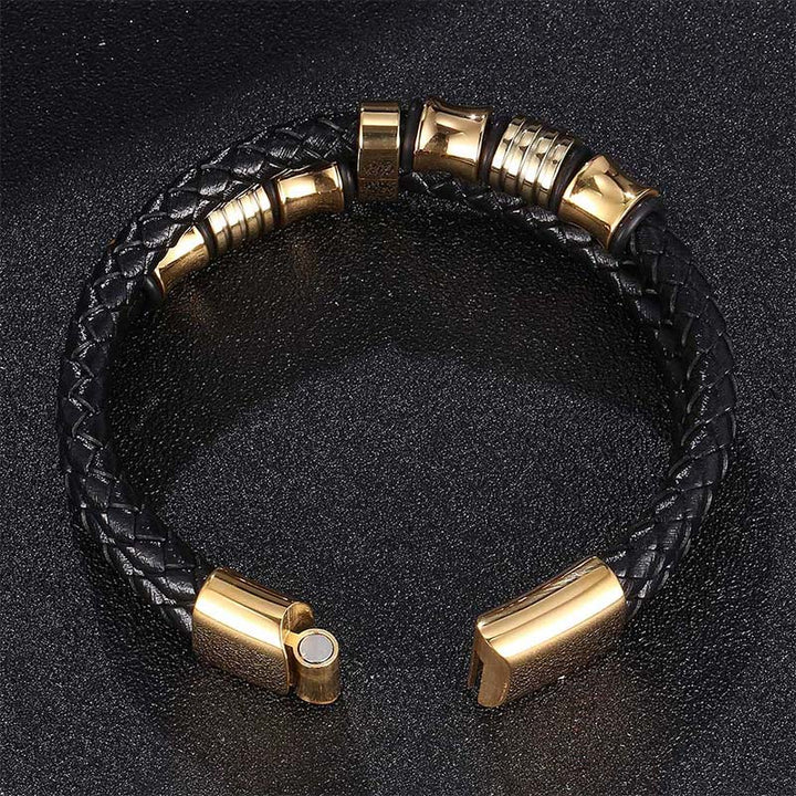 Pulsera Fortune con tejido de cuero en capas de Buddha Stones