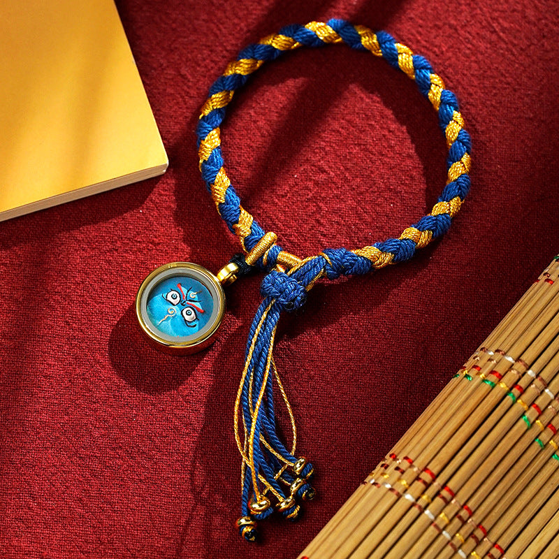 Pulsera trenzada de la suerte con cuerda a escala de dragón, cinco dioses tibetanos hechos a mano con Buddha Stones