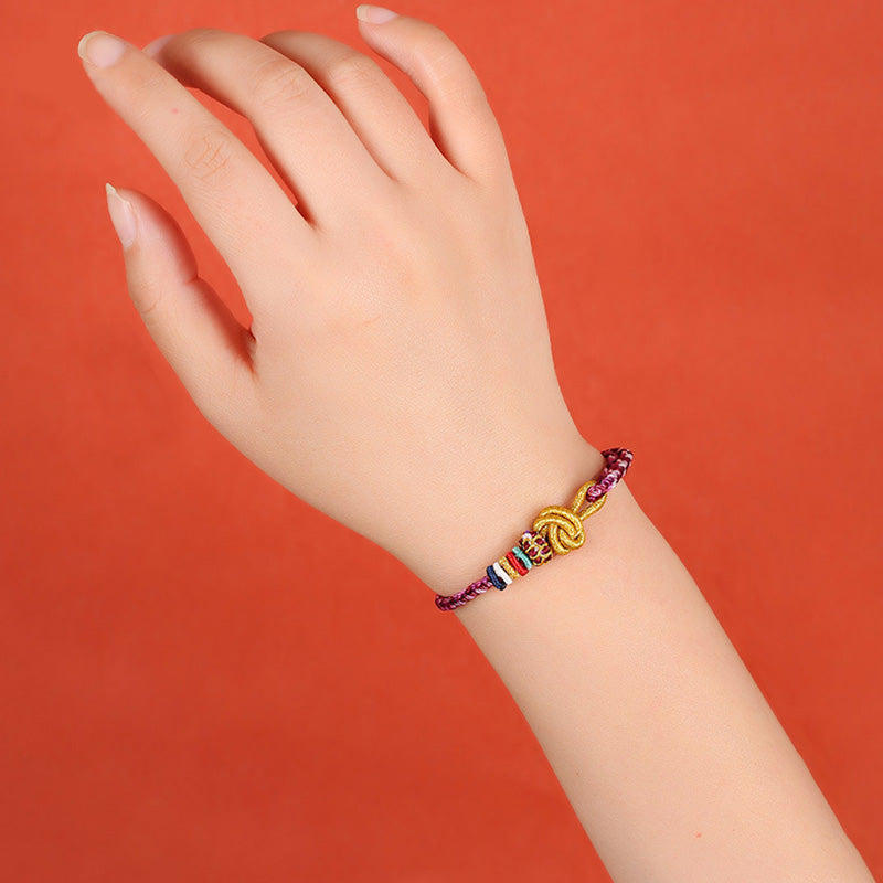 Pulsera de cuerda trenzada de protección de cuerda colorida Dunhuang hecha a mano con Buddha Stones