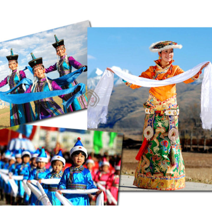 Bendición de la suerte tibetana, decoración Khata con patrón de dragón y Fénix en 5 colores