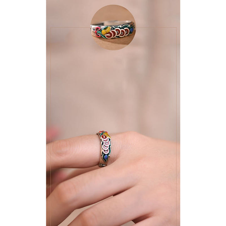 Anillo de riqueza de monedas de cinco emperadores Feng Shui de Buddha Stones