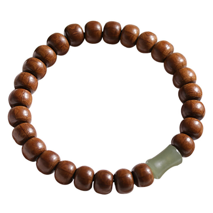 Buddha Stones Natural Abelia Biflora madera Hetian Jade cuentas de bambú para protegerse de los espíritus malignos
