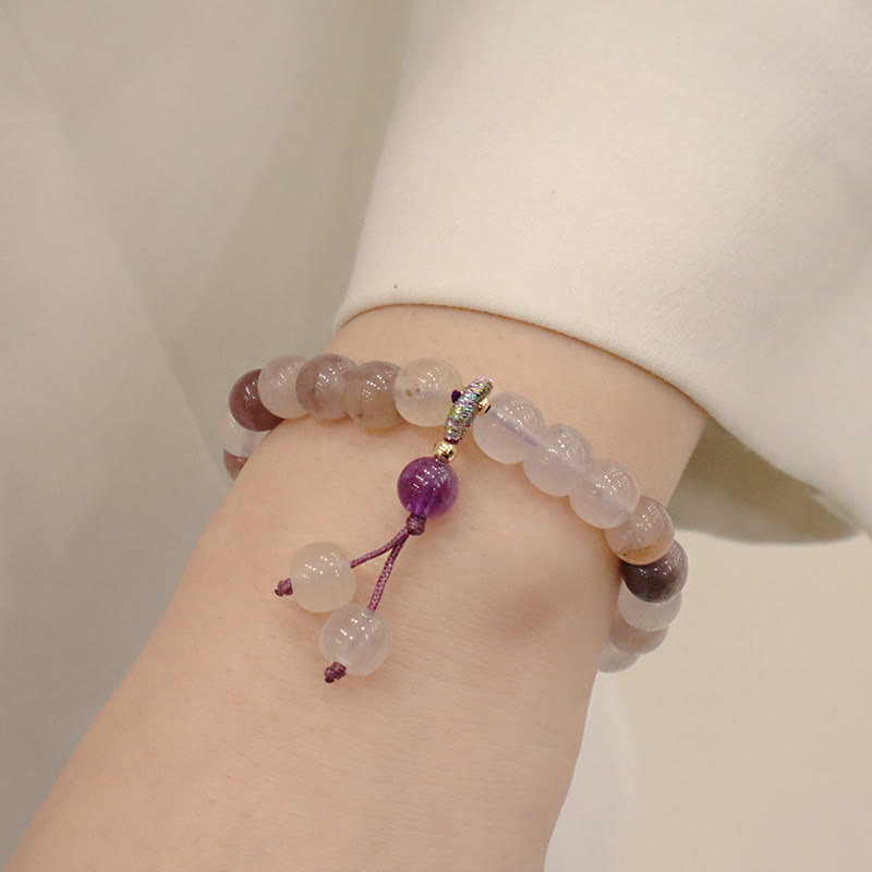 Pulsera de la riqueza del encanto del grano de la flor violeta del jade de la seda dorada púrpura natural de las Buddha Stones